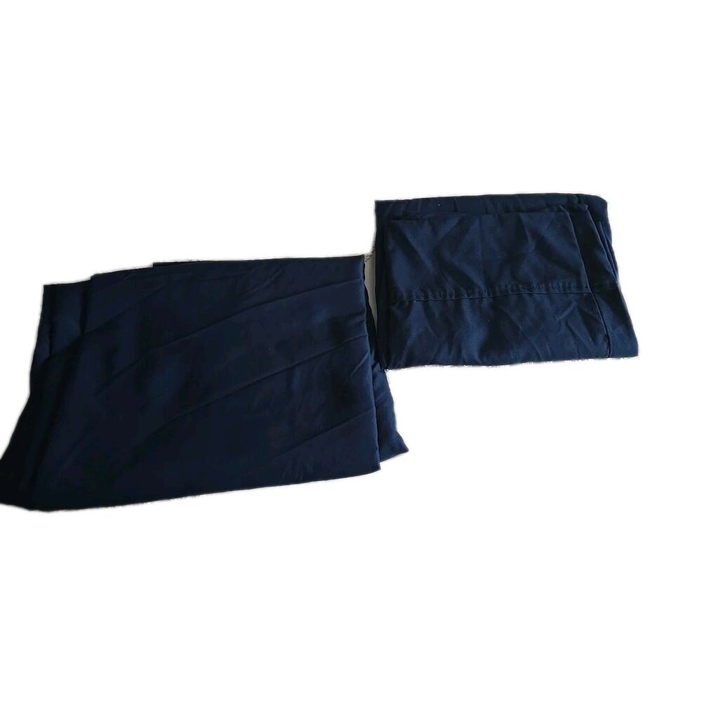 Lot of 2 Mainstays Navy Blue Bedding Flat Sheet Twin XL & 1 Pillowcase Set